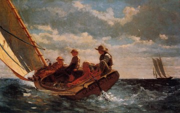 ウィンスロー・ホーマー Painting - Breezing Up 別名 A Fair Wind Realism 海洋画家ウィンスロー・ホーマー